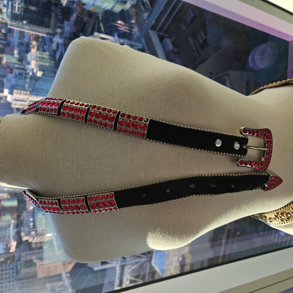 BB Simon Crystal,leather and mosaic authentic belt.